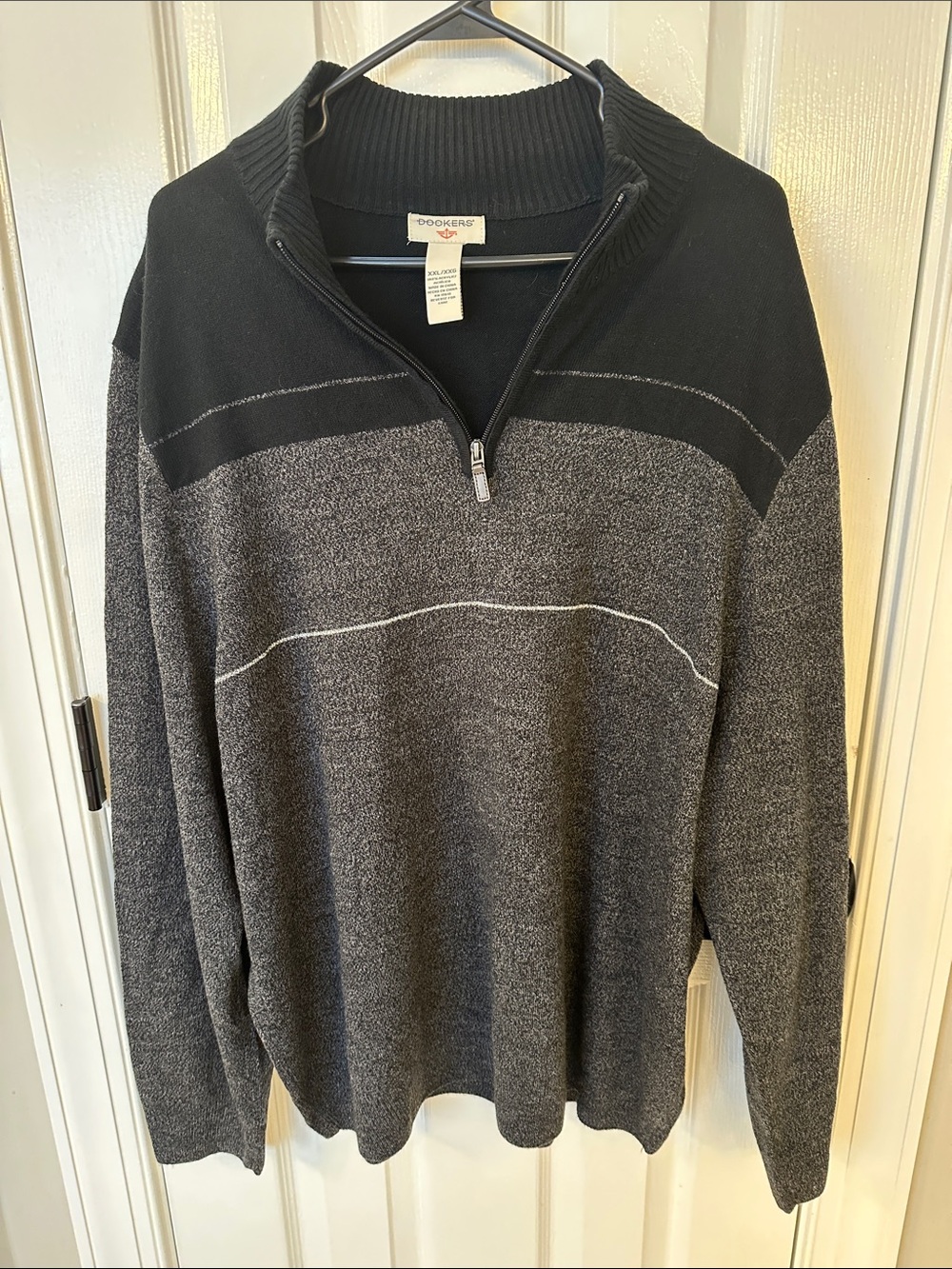 Dockers Men’s Black & Charcoal Half-Zip Pullover Sweater